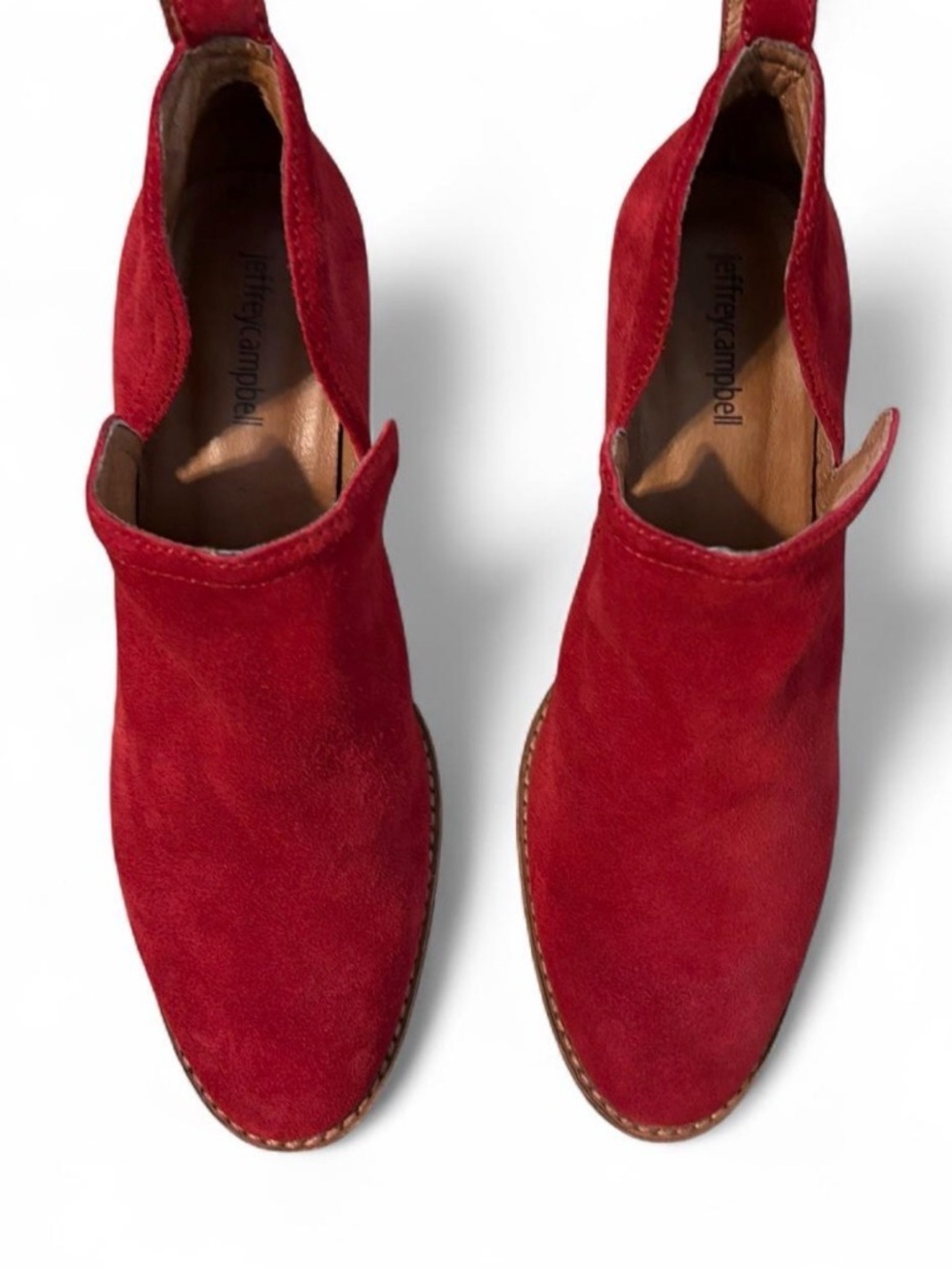 Jeffrey Campbell Red Suede Rosalee Ankle Boots Booties Heels Women's Size 9 - Picture 5 of 7
